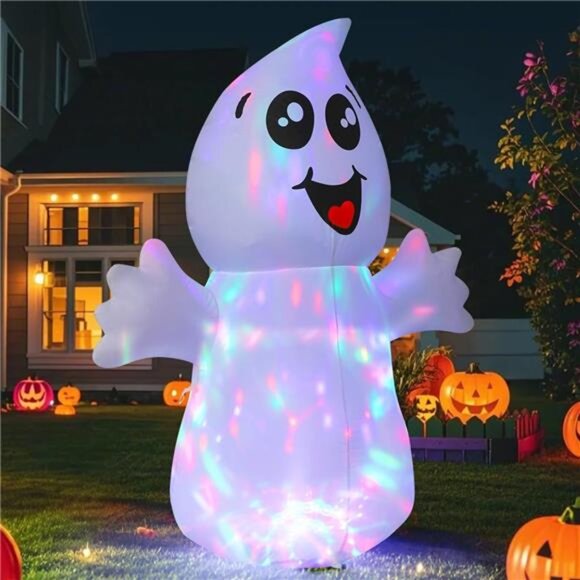 5 FT Halloween Inflatable Ghost Outdoor Decoration with Magic Light, Blow Up - Picture 2 of 7